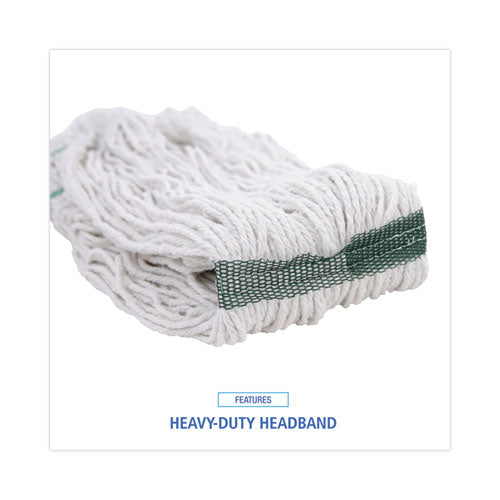 Image of Boardwalk® Narrowband Looped-End Mop Head, Premium Standard Head, Cotton/Rayon Fiber, Medium, White