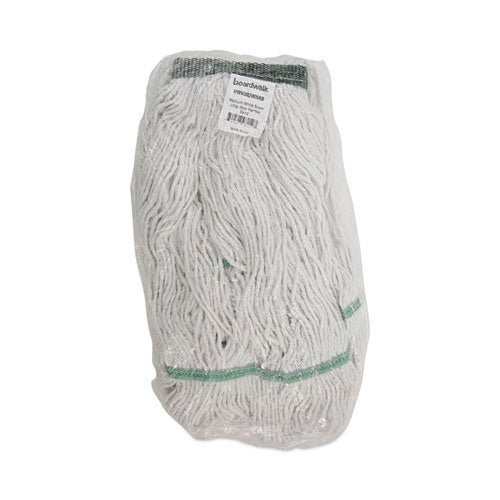 Image of Boardwalk® Narrowband Looped-End Mop Head, Premium Standard Head, Cotton/Rayon Fiber, Medium, White