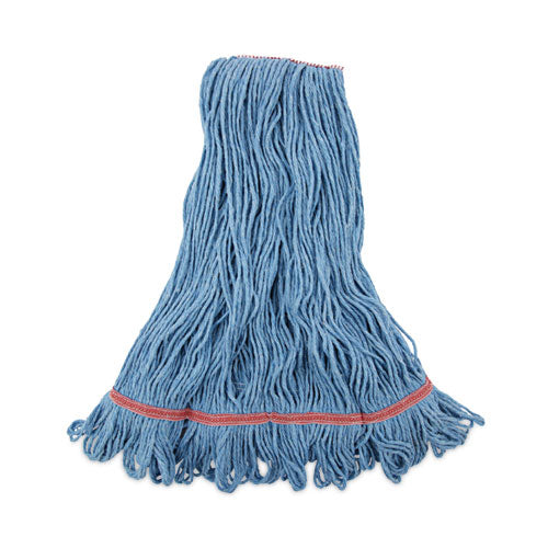 Image of Boardwalk® Super Loop Wet Mop Head, Cotton/synthetic Fiber, 1" Headband, Large Size, Blue, 12/carton
