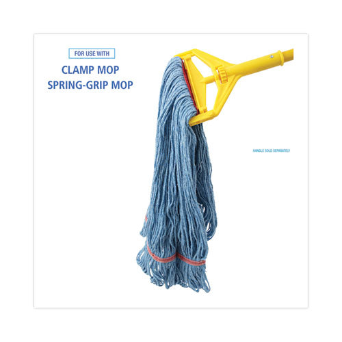 Image of Boardwalk® Super Loop Wet Mop Head, Cotton/synthetic Fiber, 1" Headband, Large Size, Blue, 12/carton