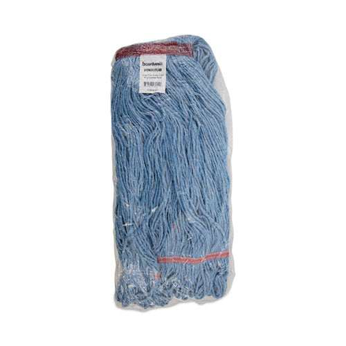 Image of Boardwalk® Super Loop Wet Mop Head, Cotton/synthetic Fiber, 1" Headband, Large Size, Blue, 12/carton