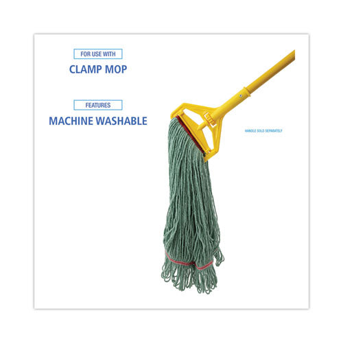 Image of Boardwalk® Narrowband Looped-End Mop Head, Premium Standard Head, Cotton/Rayon Fiber, Large, Green