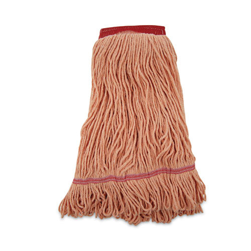 Image of Boardwalk® Super Loop Wet Mop Head, Cotton/synthetic Fiber, 5" Headband, Large Size, Orange, 12/carton