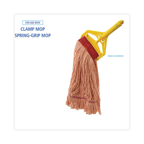 Image of Boardwalk® Super Loop Wet Mop Head, Cotton/synthetic Fiber, 5" Headband, Large Size, Orange, 12/carton