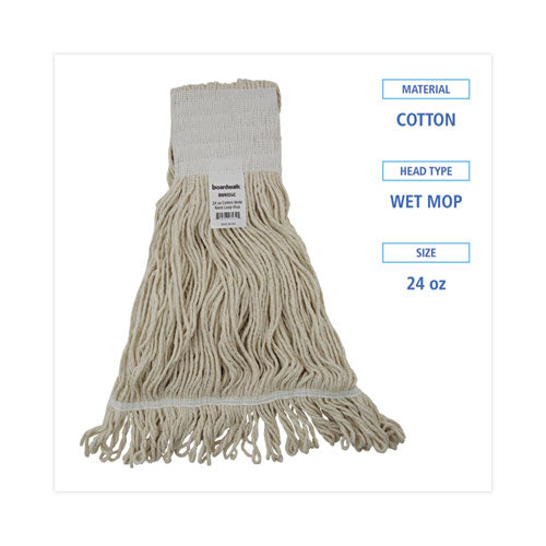Image of Boardwalk® Mop Head, Pro Loop Web/tailband, Premium Saddleback Head, Ctn, 24-Oz., Wh, 12/ct