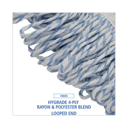 Image of Boardwalk® Mop Head, Floor Finish, Narrow, Rayon/polyester, Medium, White/blue, 12/carton