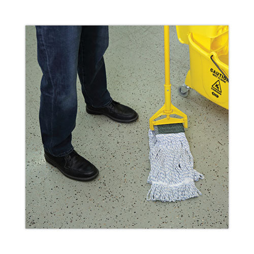Image of Boardwalk® Mop Head, Floor Finish, Wide, Rayon/polyester, Medium, White/blue, 12/carton