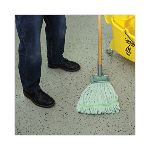 Image of Boardwalk® Spring Grip Metal Head Mop Handle for Most Mop Heads, Wood, 60", Natural