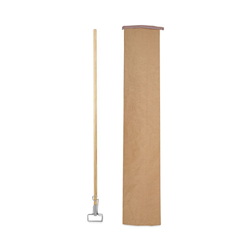 Image of Boardwalk® Spring Grip Metal Head Mop Handle for Most Mop Heads, Wood, 60", Natural
