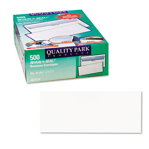 Image of Quality Park Reveal-N-Seal Security Tinted Envelope, #10, Commercial Flap, Self-Adhesive Closure, 4.13 x 9.5, White, 500/Box