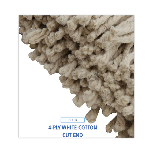 Image of Boardwalk® Cut-End Lie-Flat Wet Mop Head, Cotton, 16oz, White
