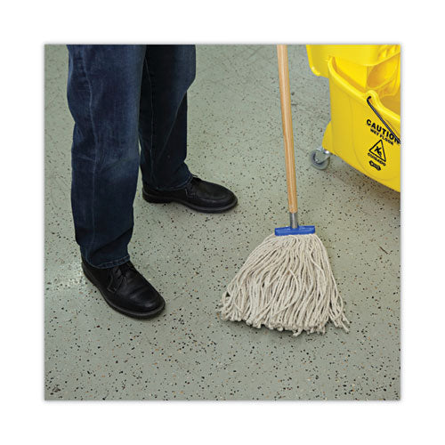 Image of Boardwalk® Cut-End Lie-Flat Wet Mop Head, Cotton, 16oz, White