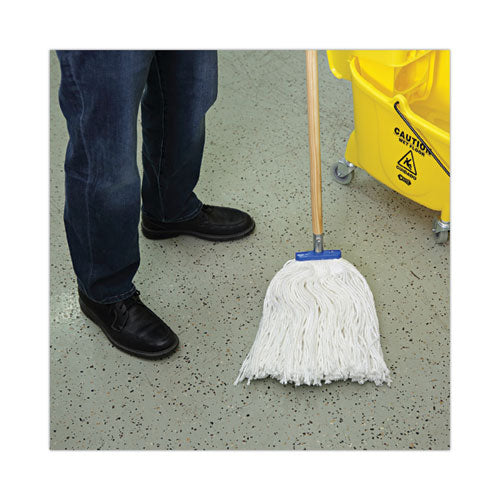 Image of Boardwalk® Cut-End Lie-Flat Wet Mop Head, Rayon, 16oz, White, 12/carton