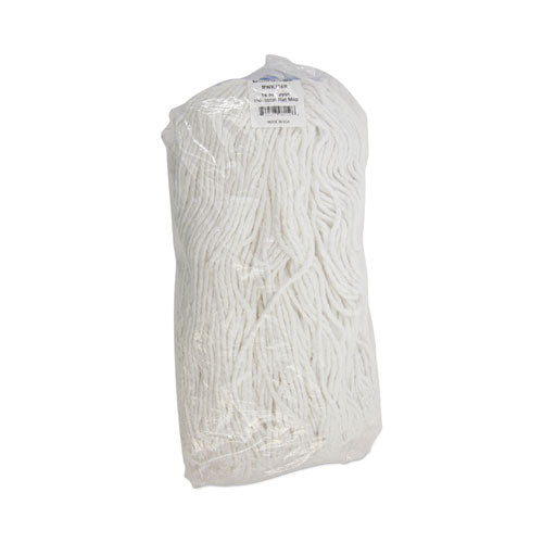 Image of Boardwalk® Cut-End Lie-Flat Wet Mop Head, Rayon, 16oz, White, 12/carton
