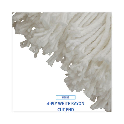 Image of Boardwalk® Cut-End Lie-Flat Wet Mop Head, Rayon, 16oz, White