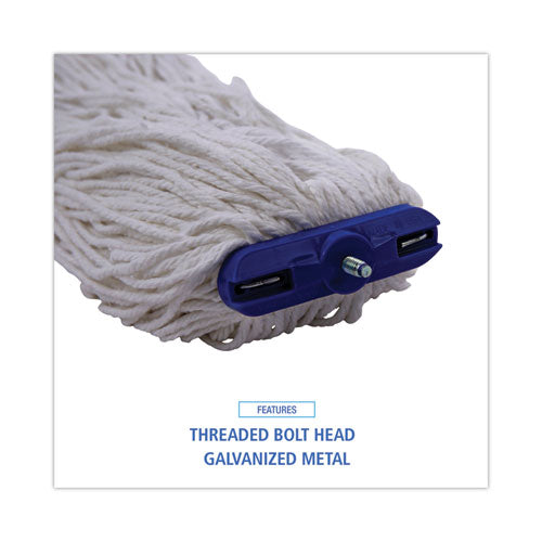 Image of Boardwalk® Cut-End Lie-Flat Wet Mop Head, Rayon, 16oz, White