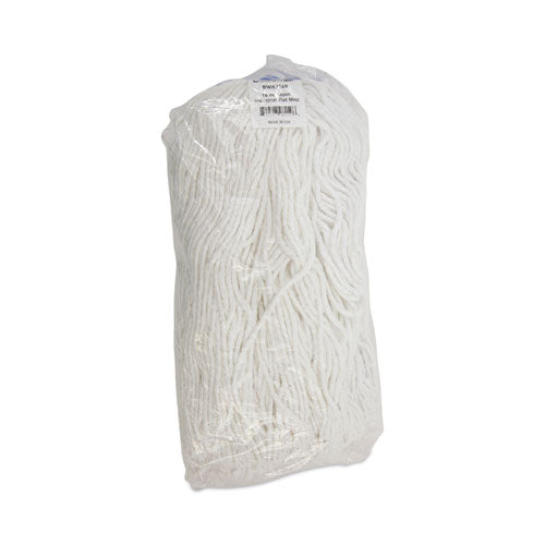 Image of Boardwalk® Cut-End Lie-Flat Wet Mop Head, Rayon, 16oz, White