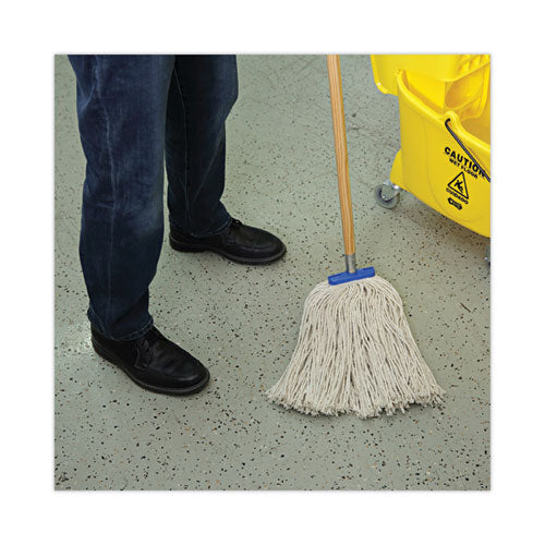 Image of Boardwalk® Mop Head, Economical Lie-Flat Head, Cotton Fiber, 20 oz, White, 12/Carton