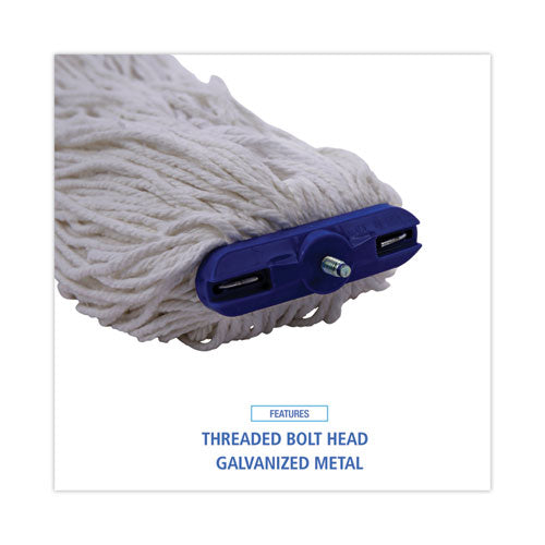 Image of Boardwalk® Mop Head, Economical Lie-Flat Head, Rayon Fiber, 20oz, White, 12/carton