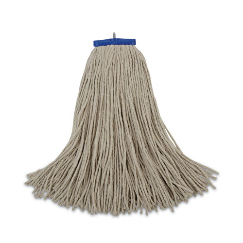 Image of Boardwalk® Cut-End Lie-Flat Wet Mop Head, Cotton, 24oz, White, 12/carton