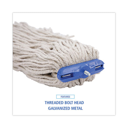 Image of Boardwalk® Cut-End Lie-Flat Wet Mop Head, Cotton, 24oz, White, 12/carton