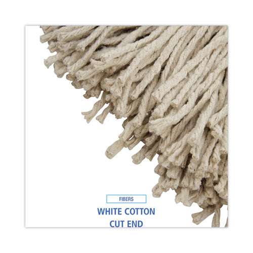 Image of Boardwalk® Cut-End Lie-Flat Wet Mop Head, Cotton, 24oz, White