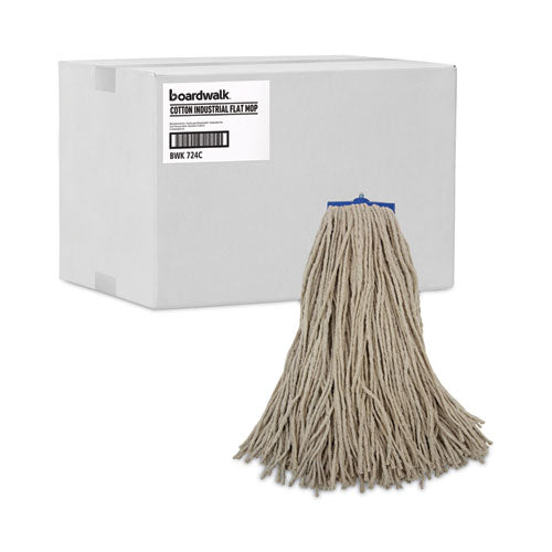 Image of Boardwalk® Cut-End Lie-Flat Wet Mop Head, Cotton, 24oz, White