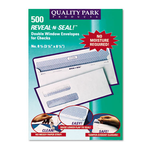 Image of Quality Park Reveal-N-Seal Envelope, #8 5/8, Commercial Flap, Self-Adhesive Closure, 3.63 X 8.63, White, 500/box