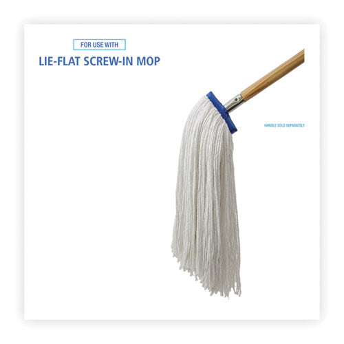 Image of Boardwalk® Cut-End Lie-Flat Wet Mop Head, Rayon, 24oz, White, 12/carton