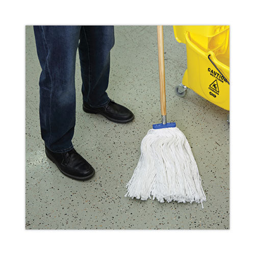 Image of Boardwalk® Cut-End Lie-Flat Wet Mop Head, Rayon, 24oz, White, 12/carton
