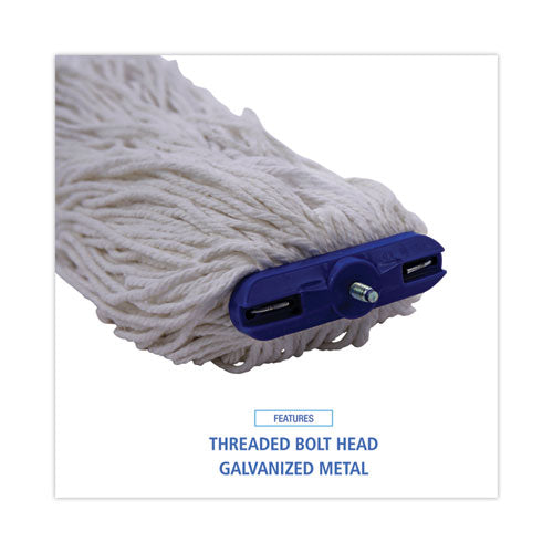 Image of Boardwalk® Cut-End Lie-Flat Wet Mop Head, Rayon, 24oz, White, 12/carton