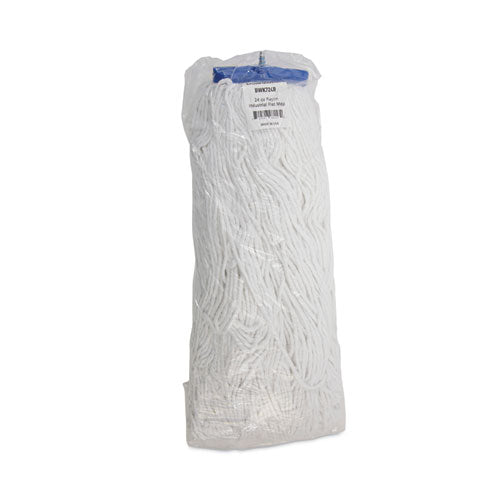 Image of Boardwalk® Cut-End Lie-Flat Wet Mop Head, Rayon, 24oz, White, 12/carton