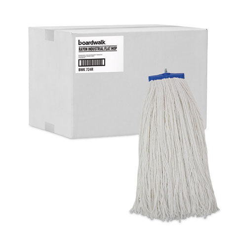 Image of Boardwalk® Cut-End Lie-Flat Wet Mop Head, Rayon, 24oz, White, 12/carton