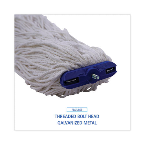 Image of Boardwalk® Cut-End Lie-Flat Wet Mop Head, Rayon, 24oz, White