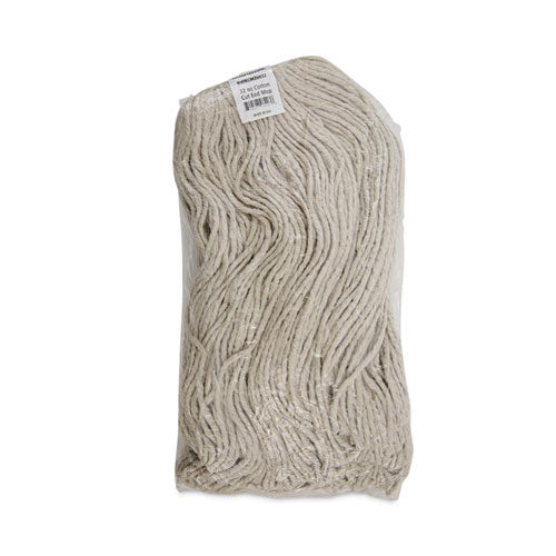 Image of Boardwalk® Mop Head, Economical Lie-Flat Head, Cotton Fiber, 32oz, White, 12/carton