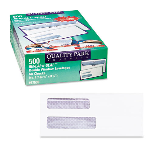 Image of Quality Park Reveal-N-Seal Envelope, #8 5/8, Commercial Flap, Self-Adhesive Closure, 3.63 X 8.63, White, 500/box