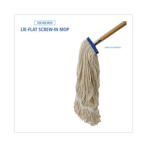 Image of Boardwalk® Mop Head, Lie-Flat Head, Cotton Fiber, 24 oz, White, 12/Carton