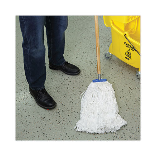 Image of Boardwalk® Mop Head, Lie-Flat Head, Rayon Fiber, 24oz, White, 12/carton
