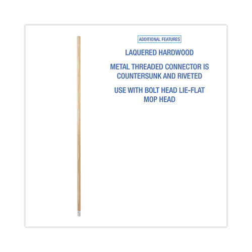 Image of Boardwalk® Lie-Flat Screw-In Mop Handle, Lacquered Wood, 1.13" dia x 54", Natural