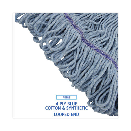 Image of Boardwalk® Mop Head, Loop-End, Cotton With Scrub Pad, Medium, 12/carton
