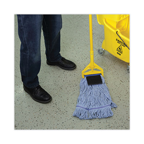 Image of Boardwalk® Mop Head, Loop-End, Cotton With Scrub Pad, Medium, 12/carton