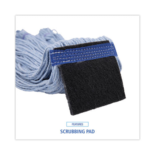 Image of Boardwalk® Mop Head, Loop-End, Cotton With Scrub Pad, Medium, 12/carton