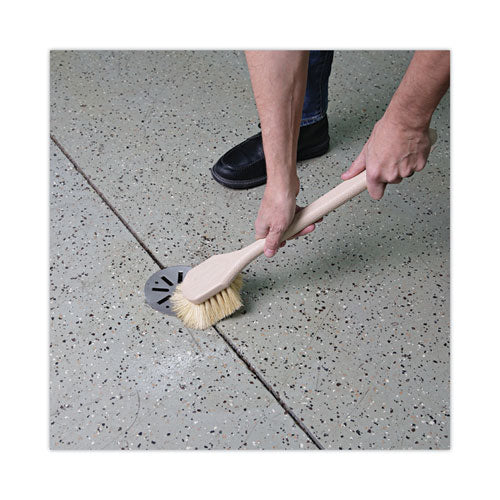 Image of Boardwalk® Utility Brush, Cream Tampico Bristles, 5.5" Brush, 14.5" Tan Plastic Handle