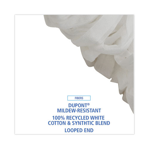 Image of Boardwalk® Mop Head, Looped, Enviro Clean With Tailband, Large, White, 12/carton