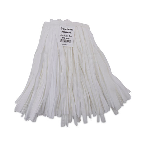 Image of Boardwalk® Nonwoven Cut End Edge Mop, Rayon/polyester, #20, White, 12/carton