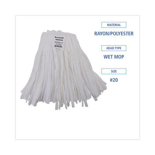 Image of Boardwalk® Nonwoven Cut End Edge Mop, Rayon/polyester, #20, White, 12/carton