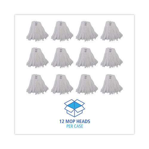 Image of Boardwalk® Nonwoven Cut End Edge Mop, Rayon/polyester, #20, White, 12/carton