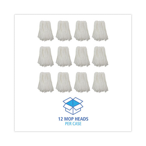 Image of Boardwalk® Nonwoven Cut End Edge Mop, Rayon/polyester, #24, White, 12/carton