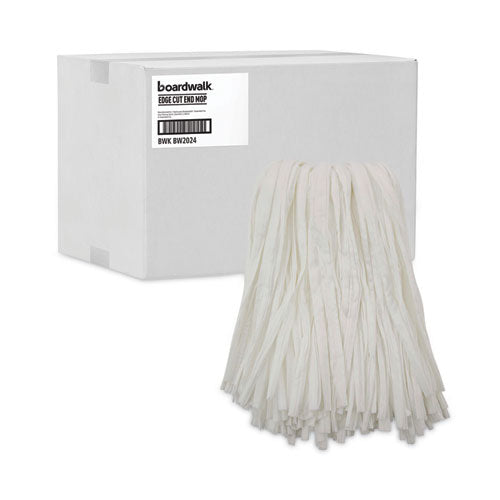 Image of Boardwalk® Nonwoven Cut End Edge Mop, Rayon/polyester, #24, White, 12/carton