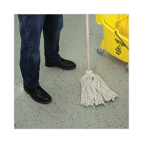 Image of Boardwalk® Cotton Deck Mop, #24 White Cotton Head, 50" Wood Handle, 6/Carton
